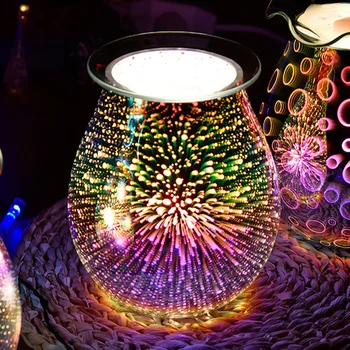 Carro Noite Lâmpada 3D Vaso de Vidro Elétrico Difusor de Aroma Fogos de artifício Padrão Difusor de Decoração de Casa Umidificador de Presente