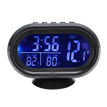 Carro Termômetro Relógio Digital do Automóvel Relógio LED Iluminado Automática de Dupla Temperatura Voltímetro Medidor de Tensão Tester
