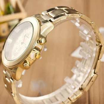 Casual Mulheres Homens Relógio de Quartzo Redondo Dial do Relógio de Pulso com Cinta de Aço de Negócios, Relógio -MX8