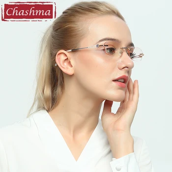 Chashma Marca das Mulheres de Diamante Cortado Tonalidade de Lentes de Óculos de Armação de Prescrição de Óculos da Moda Feminina Pedras Coloridas Lentes