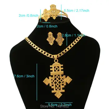 Chegada nova Birr Conjuntos de Jóias de Moda Jewelry18k Cor de Ouro Cruz Define Africana de Casamento Nupcial conjuntos de Jóias Frete Grátis
