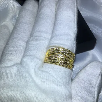 Choucong 2018 cruz anel de 10KT Ouro Amarelo Cheio de Engajamento Banda de Casamento de Anéis Para as Mulheres Pave configuração 5A zircão cz Presente da Jóia