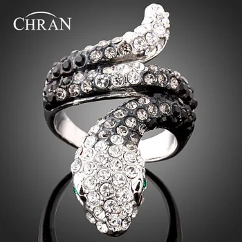 Chran Moda Ródio Cristal Mulheres Jóia do Partido Promoção Adorável Animal de Cobra Padrão de Engajamento Anéis de Dedo para as Mulheres