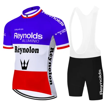 Ciclismo jersey retro equipe de Reynolds respirável shorts de ciclismo 20D ciclismo terno MTB equipacion ciclismo verano hombre