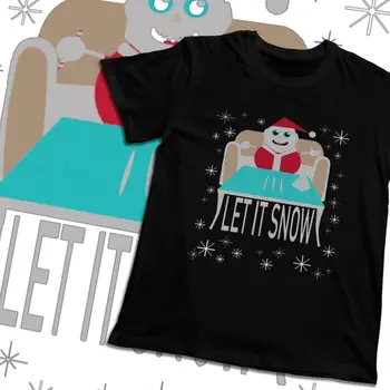 Clássico em torno do Pescoço Let It Snow T-shirt Santa Boneco de neve droga T-Shirt Impressão Gráfica do sexo Masculino Macio Homme Camiseta EUA Tamanho S-6XL