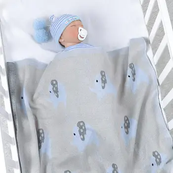 Cobertor Do Bebê Recém-Nascido De Algodão De Malha Carrinho De Criança Cama Para Dormir Cobre Super Macio Criança De Meninos Meninas Rapazes Raparigas Roupa De Cama De Colcha Bonito Elefantes