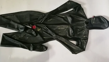Cobertura completa Preto Latex Catsuit com 3D mama boca do preservativo vaginal preservativo e bunda de preservativo máscara capuz fantasias