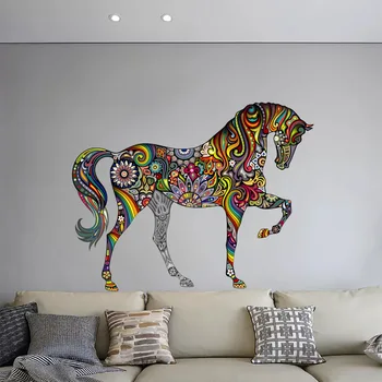 Colorido Cavalo Criativo Adesivo de Parede Dobrável Versão Sala de estar de plano de Fundo de Parede Decorativo Adesivo de Parede quarto decoração estética