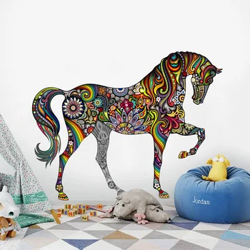 Colorido Cavalo Criativo Adesivo de Parede Dobrável Versão Sala de estar de plano de Fundo de Parede Decorativo Adesivo de Parede quarto decoração estética