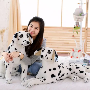 Composta Macia Pelúcia Manchado cão Gigante Está Propenso Cão Boneca Bonito de Almofadas Criativas Bonecas Brinquedos de Presente de Aniversário para Crianças