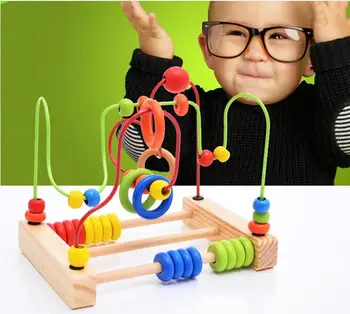 Contagem de Talão de Círculos Ábaco Fio do Labirinto de Montanha-russa de Madeira montessori materiais Brinquedo Matemática às Crianças Brinquedos para Crianças do Bebê Infantil