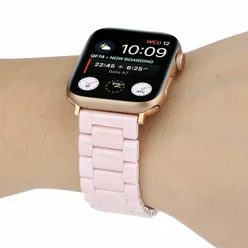 Cor-de-rosa do Relógio de Cerâmica, Alça para Apple Faixa de Relógio de Série 6 5 4 3 2 1 Substituir Pulseira w Adaptadores Para iWatch 44/40/42/38mm Pulseira