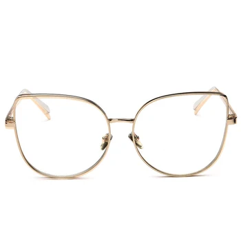 Cor-de-rosa olho de gato Óculos transparente Metal Óculos de Armação de moda Ótica, Óculos de Lente Clara Mulheres Homens Falsos Óculos Feminino UV400