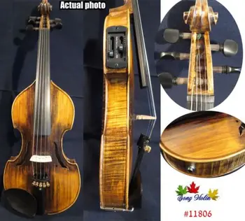 Cores preto 5 cordas 4/4 violino elétrico +Acústica do violino #8640