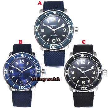 Corgeut 45mm projeto de esporte relógio de luxo da marca top miyota 8215 NH35 movimento mecânico Fluxo de mãos Automático Vintage homens do relógio