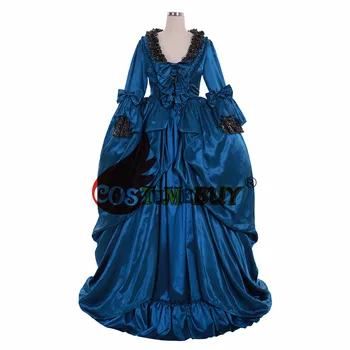 Costumebuy 18 de Marie Antoinette Rococó Vestido de baile Antonieta Barroco, Gótico Vitoriano Mulheres do Partido Vestido Azul Feito