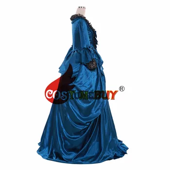 Costumebuy 18 de Marie Antoinette Rococó Vestido de baile Antonieta Barroco, Gótico Vitoriano Mulheres do Partido Vestido Azul Feito