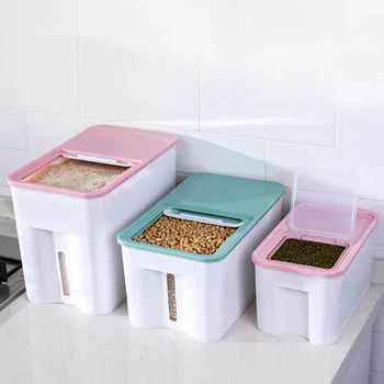 Cozinha O Arroz De Armazenamento De Caixa De Cereal Dispensador De Alimentos Recipiente À Prova De Umidade