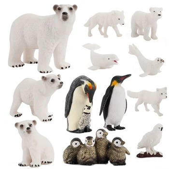 Crianças Brinquedos De Simulação De Wild Animal Marinho Modelos De Sólidos Biológicos Enfeites Criança Presente Trabalho De Decoração De Urso Polar, Pinguim