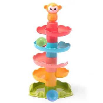 Crianças Brinquedos Educativos Empilhados Pista De Brinquedo Bola Rolando Apresentação De Torre De Bebê Diversão Colorida Espiral Girando O Anel De Brinquedo