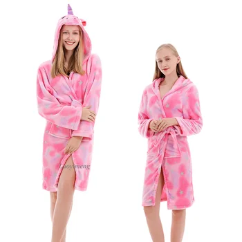 Crianças Roupão De Banho Do Bebê Toalha Com Capuz Crianças De Meninas De Vestir Vestido De Unicórnio Roupões De Banho Menino Do Pijama Pijamas Adultos Animal Banho Manto
