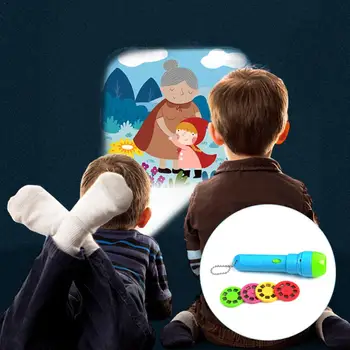 Crianças lanterna lâmpada de projeção de brinquedo para crianças a história de luz de brinquedo do Bebê Lanterna Com Pilhas tipo Botão