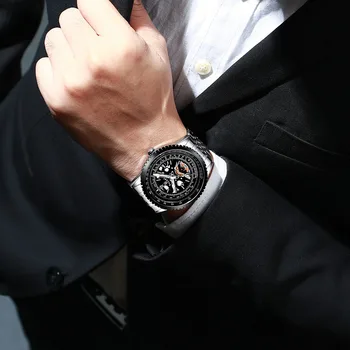 Criativo De Engrenagens De Relógios De Homens De Aço Inoxidável Luxuoso Relógio Elegante Impermeável Negócios Do Esporte Quartzo Relógio De Pulso Masculino Relógio Masculino