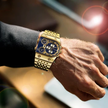 Criativo De Ouro Grandes Homens Do Relógio De Quartzo Multi Mostradores Do Grande Relógio De Aço Inoxidável Militar Do Esporte Relógio De Pulso Masculino Relógio Masculino