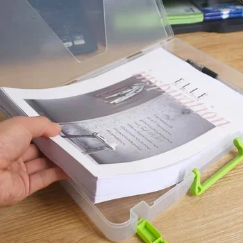 Criativo Multi-função Transparente A4 Arquivo de Caixa de Plástico Portátil de Grande Capacidade Documento de papel de carta de Armazenamento Única Camada de Binder