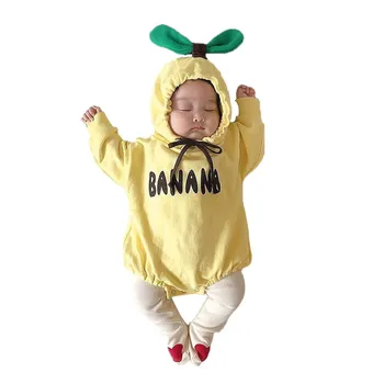 CÃO bebê do bodysutis Recém-nascido de Crianças roupas de Bebê Meninas Meninos unisex Bonito Banana Roupa Bodysuit arco de manga longa Roupas casuais