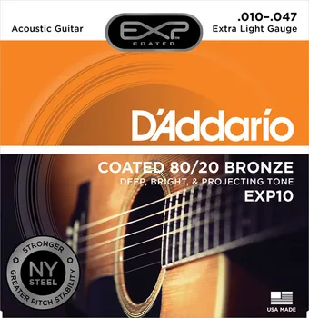 D'Addario EXP Revestido 80/20 Bronze Cordas de Violão, EXP10 EXP11 EXP12 EXP13 EXP14 EXP36 (12-Seqüência de caracteres)