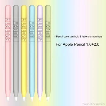 DIY 0 para o Número 9 e de a a Z Combinação de Letra Protetora de Silicone Case Capa Luva de Pele para a apple Lápis 1º 2º D22 20