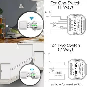 DIY Smart wi-Fi emissor de Luz do Interruptor Dimmer Inteligente Vida/Tuya APP de Controle Remoto 1/2 Maneira Switch,Trabalha com Alexa Eco Inicial do Google