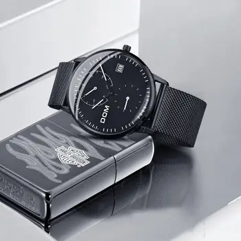 DOM Assistir Homens de Negócios de Luxo Homem de Aço Assistir Impermeável Calendário Exclusivo de Moda Casual Quartzo Macho Vestido Relógio relojes M-435