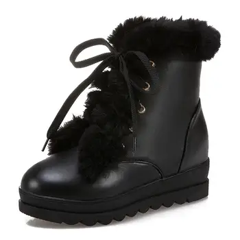 DORATASIA Tamanho Grande 30-43 Feminino de Inverno Ankle Boots Quente Fur Botas de Plataforma Mulheres de Aumento da Altura Grosso de Pelúcia Sapatos de Mulher