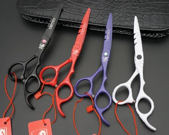 DRGSKL cabelo preto tesoura de 5,5 polegadas cor-de-rosa parafuso profissionais de cabeleireiro, barbeiro tesoura de desbaste, tesouras de LOGOTIPO personalizado
