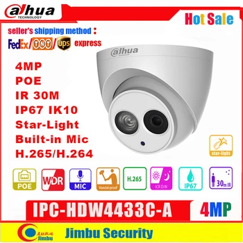 Dahua Câmera do IP de 4MP IPC-HDW4433C-UM IR30 Mini Câmera POE starlight H265 H264 Built-in MIC do cctv da rede de vários idiomas dome