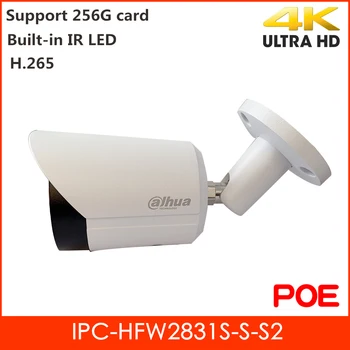 Dahua de 8MP Vigilância IP POE Câmera embutida LED IR Bala Câmera de Segurança ao ar livre Android IOS telefone Ver IPC-HFW2831S-S-S2