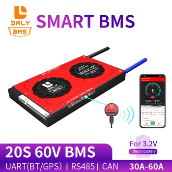 Daly 3.2 v 18650 inteligente BMS 20 60V 30A 40A 60A Bluetooth 485 para dispositivo USB NTC UART software em conjunto Leão da Bateria LiFepo4 BMS