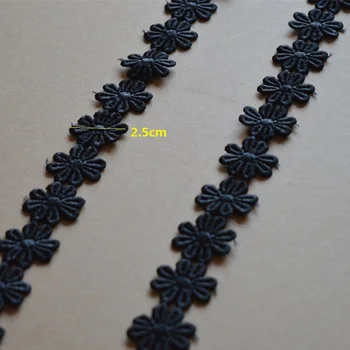 De 2,5 cm de Largura 5yds/monte Negro Contínua Floral Venise Guarnição do Laço com o Design para o Casamento de Noiva e Vestuário Decoration2020905