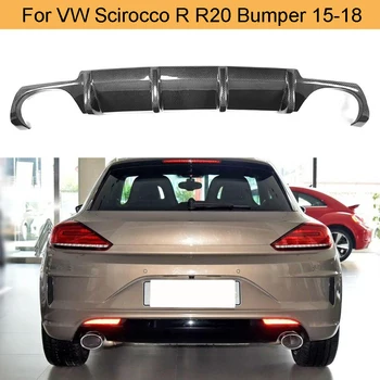De Fibra de carbono, Difusor Traseiro Volkswagen VW Scirocco R R20 pára-choques De 2018 pára-choques Traseiro Lip Spoiler Dupla de Escape 4 Tomada