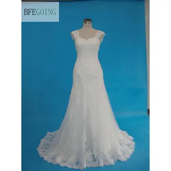De Tule branco de Renda Querida Sereia vestido de Casamento Tribunal Trem sem Mangas, Alças Lace Vestidos de Noiva Personalizados feitos