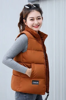 De algodão de Novo sem Mangas Mulheres Coletes de Outono e Inverno das Senhoras Coletes coreano Quente Mangas de Casacos de Algodão