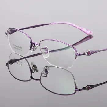 De alta Qualidade Nova em Titânio Puro, Óculos de Armação de Mulheres de Meia Quadro de Moda Ultra Leve Miopia de Óculos de grau Óculos
