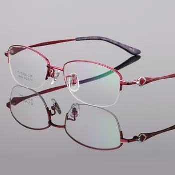 De alta Qualidade Nova em Titânio Puro, Óculos de Armação de Mulheres de Meia Quadro de Moda Ultra Leve Miopia de Óculos de grau Óculos
