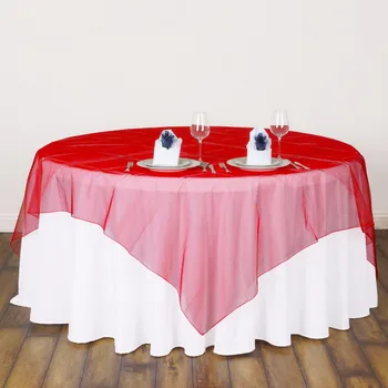 De alta Qualidade, Organza toalha de Mesa de Festa de Organza Pura Toalha de mesa para Casamentos de Dia dos Namorados Restaurante do Hotel Tabela Sobreposições