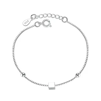 De prata esterlina 925 pulseira praça artesanal cadeia pulseira de senhoras festa de presente de prata 925 jóias de moda
