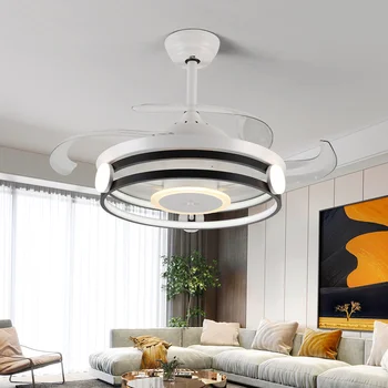 Decoração do quarto de led invisível ventilador de teto lâmpada luz da sala de jantar ventiladores de teto com luzes de controlo remoto de iluminação da sala de estar