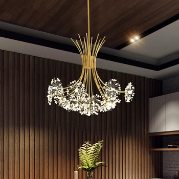 Dente-de-leão Cristal LED Candelabro Moderno Flor Quente Luzes para o Quarto de Jantar, Quarto de Estudo de Iluminação Home Lâmpadas Penduradas