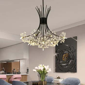 Dente-de-leão Cristal LED Candelabro Moderno Flor Quente Luzes para o Quarto de Jantar, Quarto de Estudo de Iluminação Home Lâmpadas Penduradas